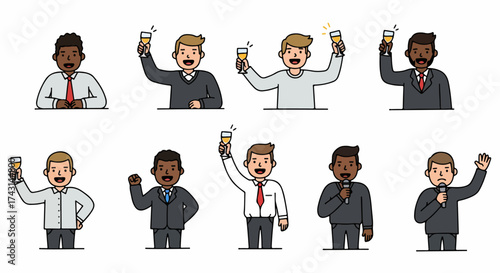 Businessmen celebrating success with drinks