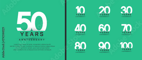 set of anniversary logo style. vector design white color for celebration
