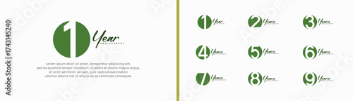 set of anniversary logo style with handwriting. vector design green color for celebration