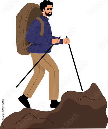 People Doing Hiking Vector Illustration