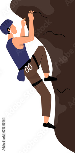 People Doing Rock Climbing Vector Illustration