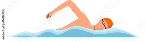 People Doing Swimming Vector Illustration