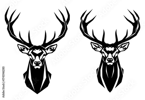 Vector art of majestic deer head with antlers, a symbol of wilderness and strength in natures beauty
