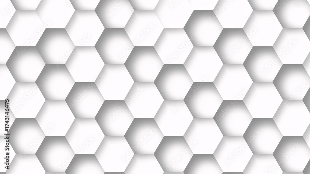 Naklejka premium Abstract seamless pattern of white hexagons with a subtle 3d effect, creating a modern and clean geometric background