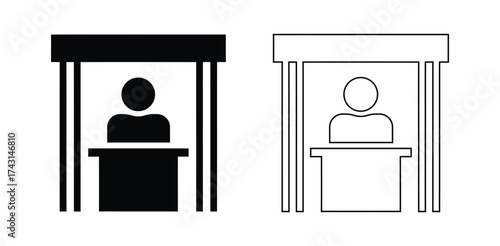 Find event staff for your next convention or conference.Reception outlined icon vector collection.
