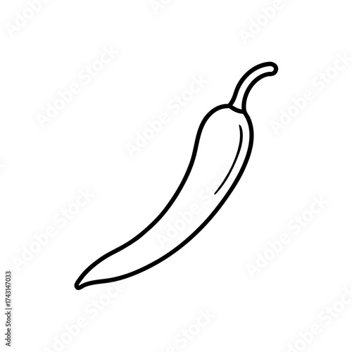 Outline drawing of a chili pepper on transparent background