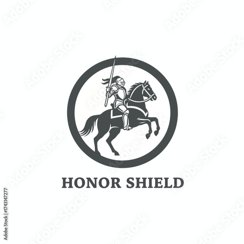 horse knight medieval horseback history battle armour helmet sword warrior logo design