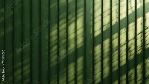 Wallpaper Mural Green Wooden Fence with Sunlight and Shadows. Torontodigital.ca