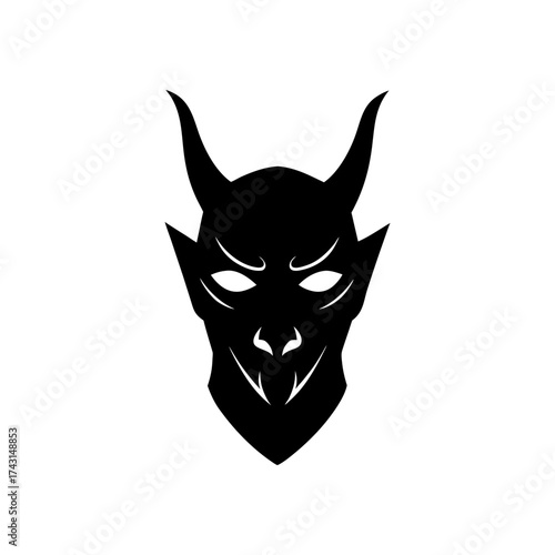 Silhouette of a devil face on transparent background