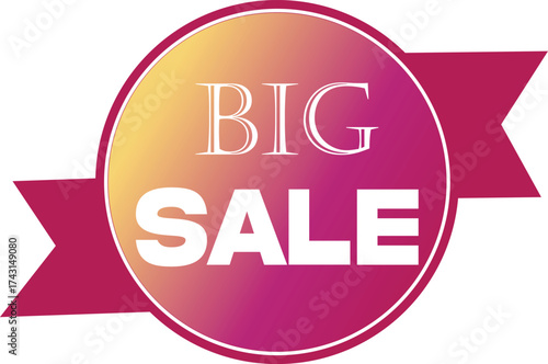 Big sale promotion sticker, advertising campaign for store discounts and offers