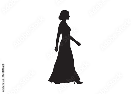 Vector art of silhouette of a woman in a dress