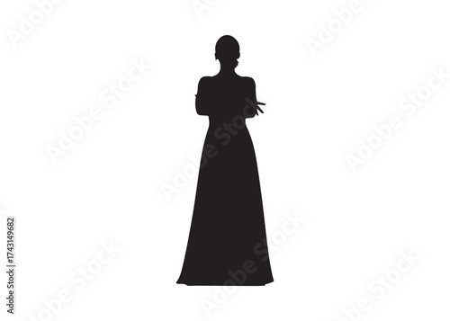Vector art of elegant woman silhouette in a long dress