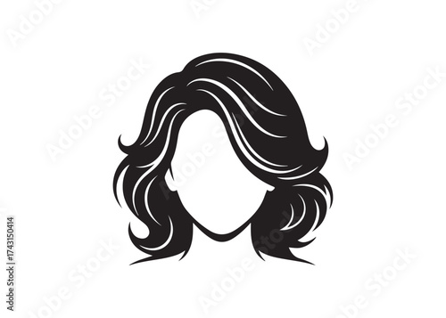 Vector art of black silhouette of a womans hairstyle