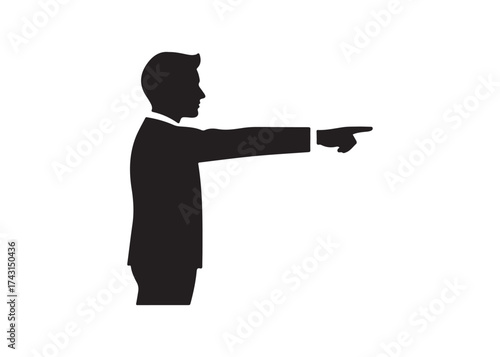 Vector art of businessman silhouette pointing finger for design