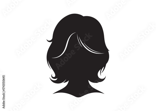 Vector art of silhouette of a woman with short wavy hair