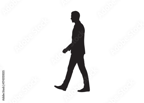 Vector art of silhouette of a man walking in a suit