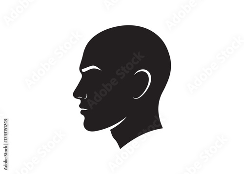 Vector art of silhouette of a bald mans head in profile