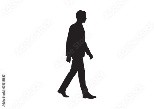 Vector art of silhouette of a man walking in full length