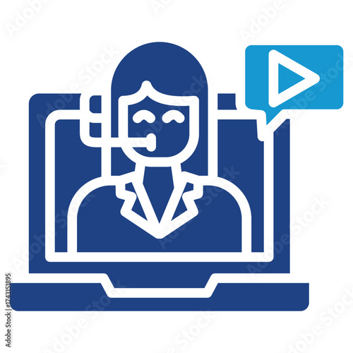 Video Lecture glyph color icon