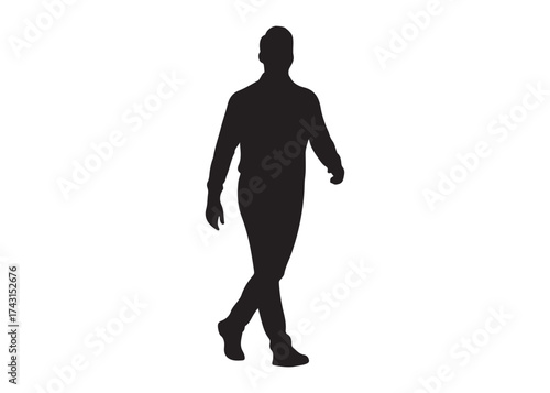 Vector art of silhouette of a man walking in full length