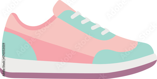 Stylish pastel pink and teal athletic sneaker shoe illustration