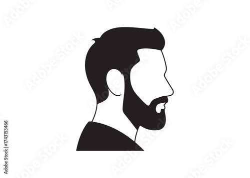 Vector art of bearded man silhouette with modern hairstyle view