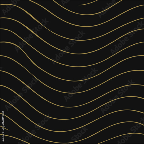 “Luxury Gold Wave Seamless Pattern — Elegant Abstract Line Design on Dark Background”