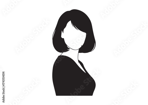Vector art of silhouette of a woman with bob haircut