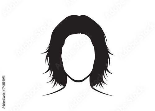 Vector art of silhouette of a woman with medium length hair