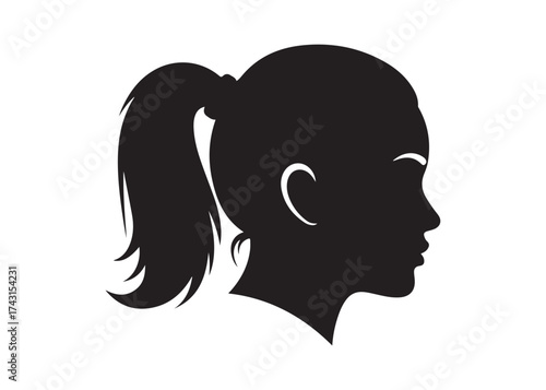 Vector art of silhouette of a womans head with ponytail