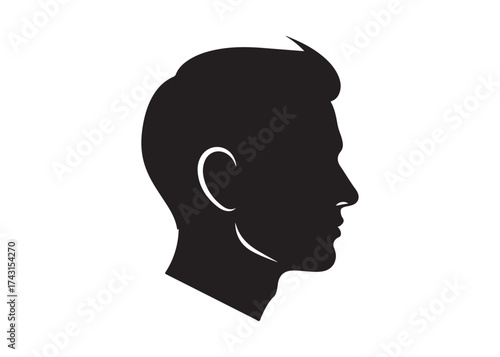 Vector art of silhouette of a mans head with short hair