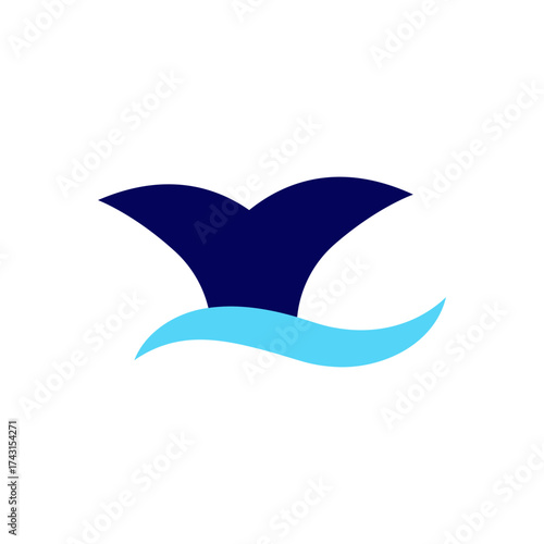 whale tail  logo icon illustration flat
