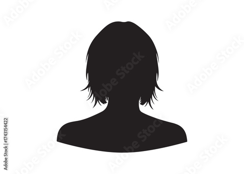 Vector art of silhouette of a woman with short hair