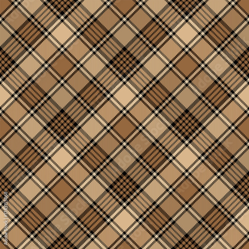 Design checkered  for prints.Seamless brown, black check pattern. Repeating patern plaid.  Repeated tartan fabric. Vector scottish fabriс. Ekose texture. Madras flannel. Checker line. Stripe gingham