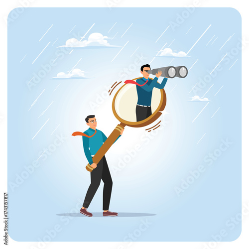 Search for new job concept. Businessman search and discovery career opportunity.
