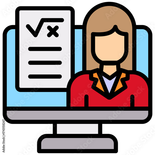 Online Teaching lineal color icon