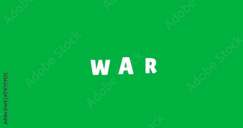 Digital animation of war text over yellow speech bubble with copy space on transparent background