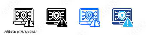 Cybersecurity Risk Icon Set Multiple Style Collection