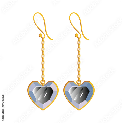 Elegant Locket with Chain and Hook Isolated on White Background