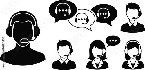 Customer service support team call center helpdesk vector design