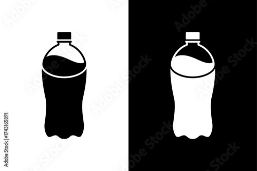 Elegant Black Bottle Icon Collection. Contoured Bottle Silhouettes in Vector Design