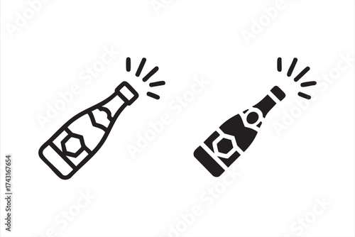 Festive drink and celebration vector icons isolated on white