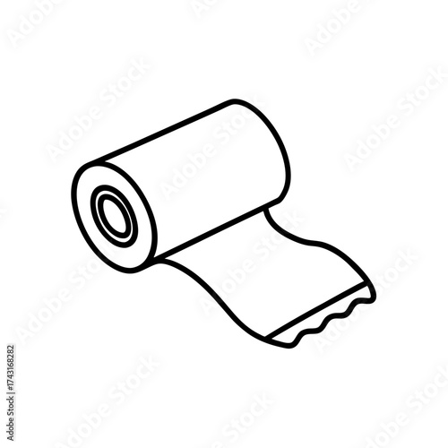 Illustration of a roll of toilet paper with a partially unrolled sheet