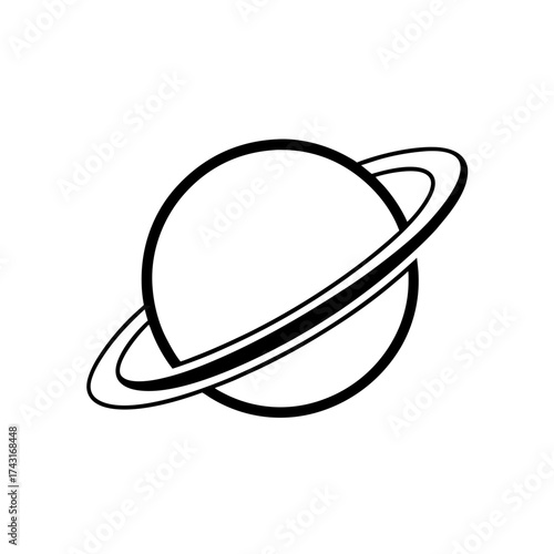 Illustration of a planet with a ring system isolated on a white background