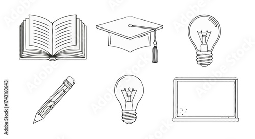 Template Line Editable Icons set for Education and Ideas