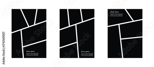Set of photos or pictures collage with blank comic frame system style