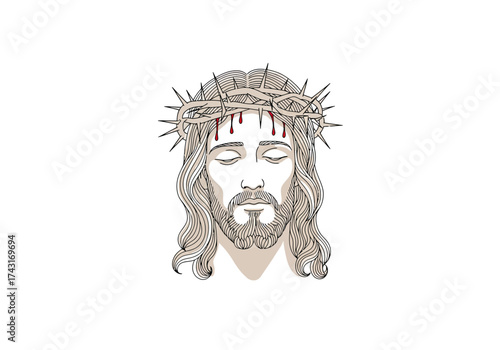 Illustration of Jesus Christ with Crown of Thorns.