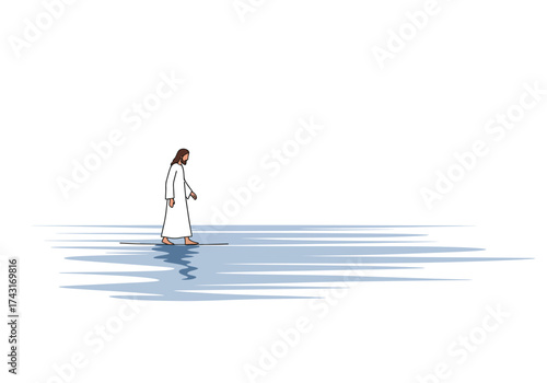 Jesus Walking on Water: A Depiction of Faith and Miracle.