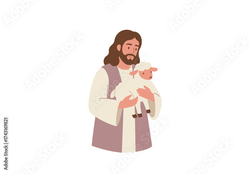 Jesus Christ holding a lamb a symbol of faith and compassion.