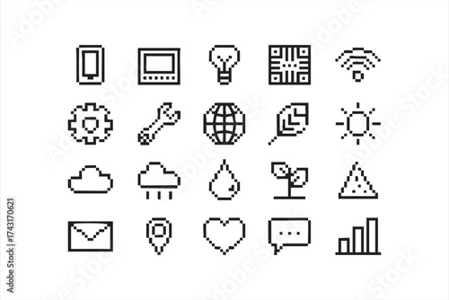 Web and mobile technology outline icons for UI UX projects